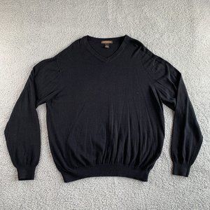 Chatham Road Sweater Mens XL-2XL Black Cotton Cashmere Blend Pullover V Neck *‎